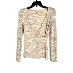 Madewell space-dye faux-wrap top Women's Size XS New